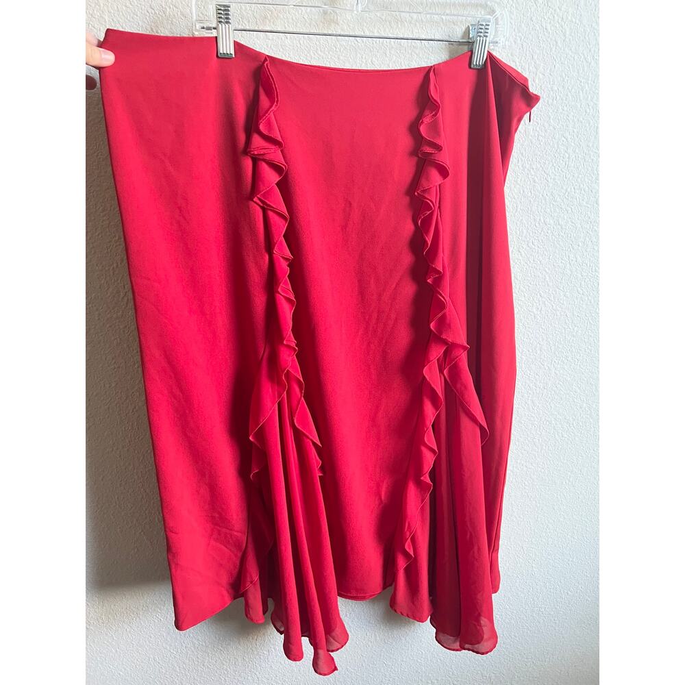 Rodarte X Universal Standard Red Chiffon Ruffle Mid Skirt Women 18-20 Balletcore - Picture 3 of 9